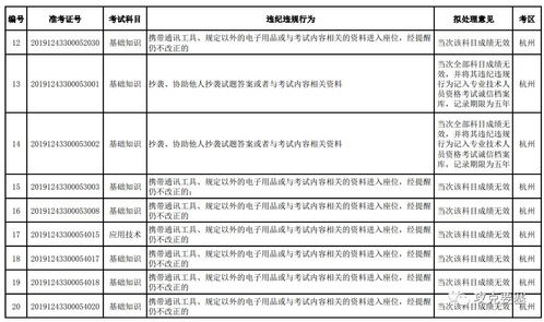 2019年上半年計算機技術與軟件專業技術資格（水平）考試浙江考區違紀違規擬處理公告（計算機軟件技術開發專業）